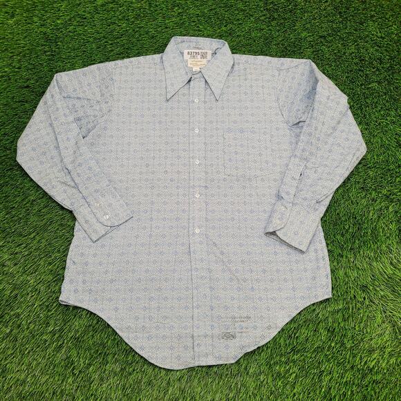Vintage 80s Disco Funky Shirt Large 16 24x31 Blue Groovy USA - Picture 1 of 14